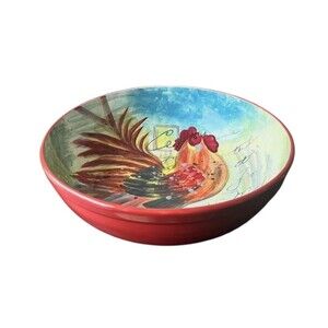 Certified International "Le Rooster" 13" Pasta/Salad Serving Bowl Thanksgiving